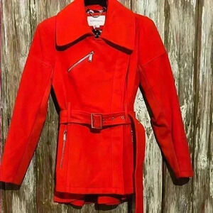 BCBGMAXAZRIA Women's Red Belted Jacket